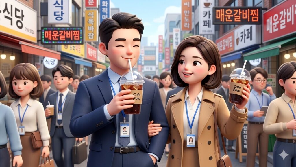 점심시간직장인커피마시기
